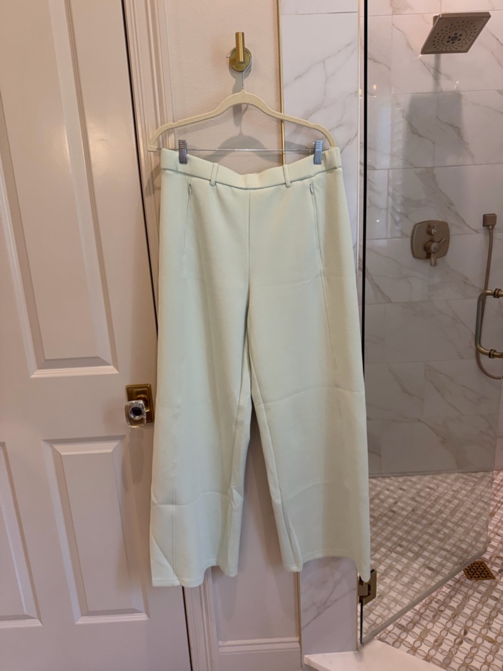 OGL Cropped Wide-Leg Trousers in Pale Mint